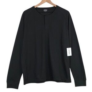 NWT STOIC Daily Snap Henley Style Shirt Men's Sz‎ L Black Raglan Casual Comfort